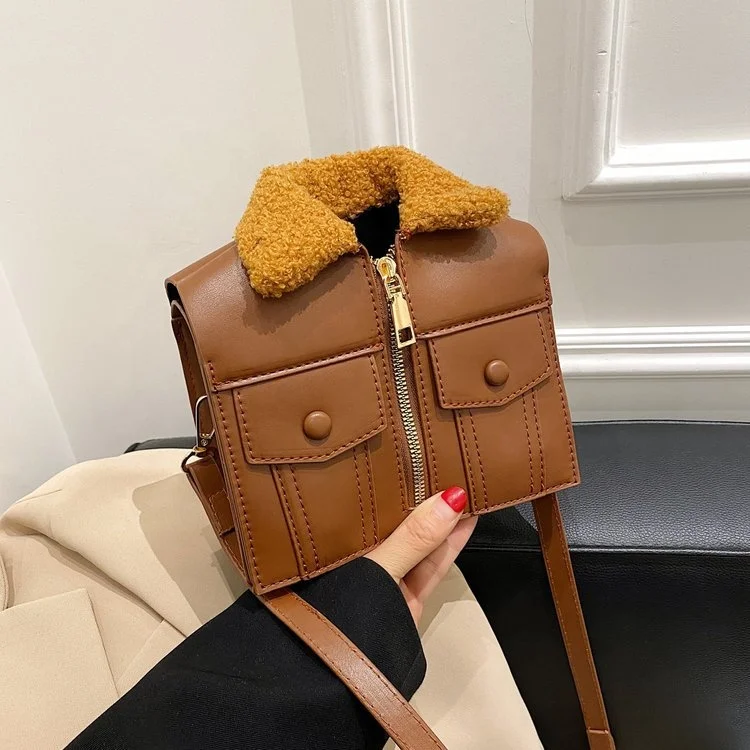 Autumn Winter Fashion Creative Simulation Fur Collar Suit Pu Leather Messenger Lady Sling Tote Saddle Women Handbag Shoulder Bag, 4 colors
Autumn Winter Fashion Creative Simulation Fur Collar Suit Pu Leather Messenger Lady Sling Tote Saddle Women Handbag Shoulder Bag, 4 colors