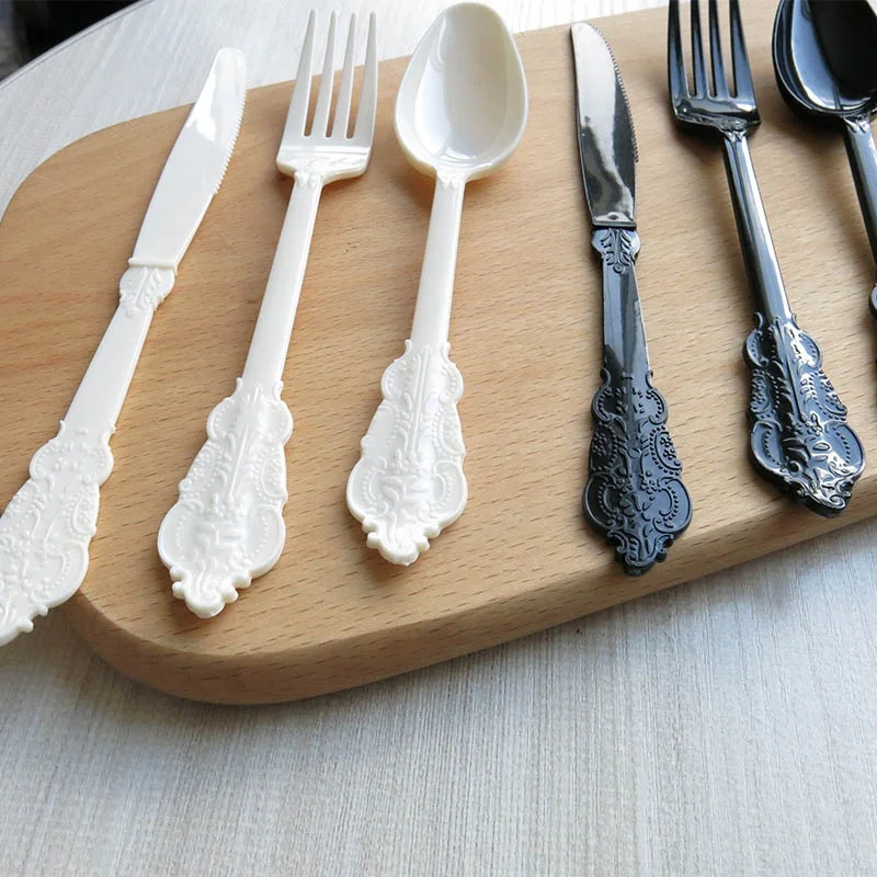 4GUESTS(4knives+4spoons+4forks ) Disposable Plastic Party Cutlery Tableware sets Long Floral Handle Solid wedding
4GUESTS(4knives+4spoons+4forks ) Disposable Plastic Party Cutlery Tableware sets Long Floral Handle Solid wedding