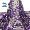2019 French Sequin Embroidery High Quality Net Beaded Purple 3D Lace Fabric