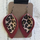 Wholesale Personalized Women's Leopard Print Layered Faux Leather Earrings