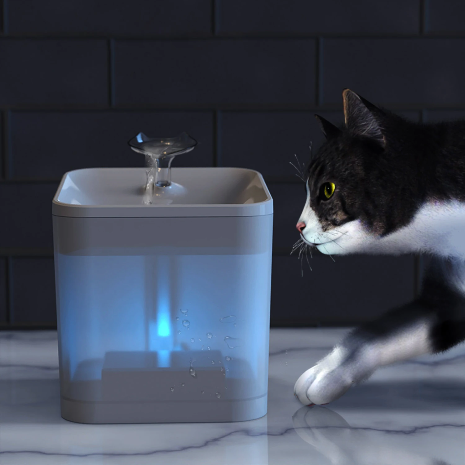

2.2L Automatic Pet Cat Water Fountain with LED Electric USB Dog Cat Pet Mute Drinker Feeder Bowl Pet Drinking Fountain Dispenser, Blue