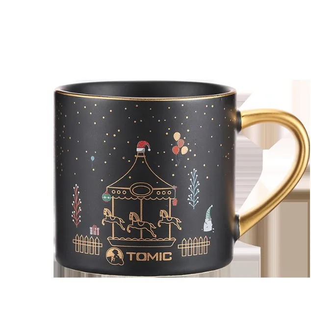 400ml ceramic coffee mug with gold handle / ceramic mug marble
