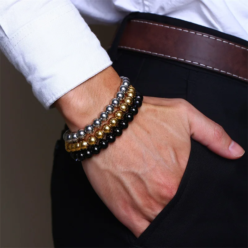 Classic Style Elastic Stainless Steel High Polished Metal Round Beaded Bracelet For Men
Classic Style Elastic Stainless Steel High Polished Metal Round Beaded Bracelet For Men