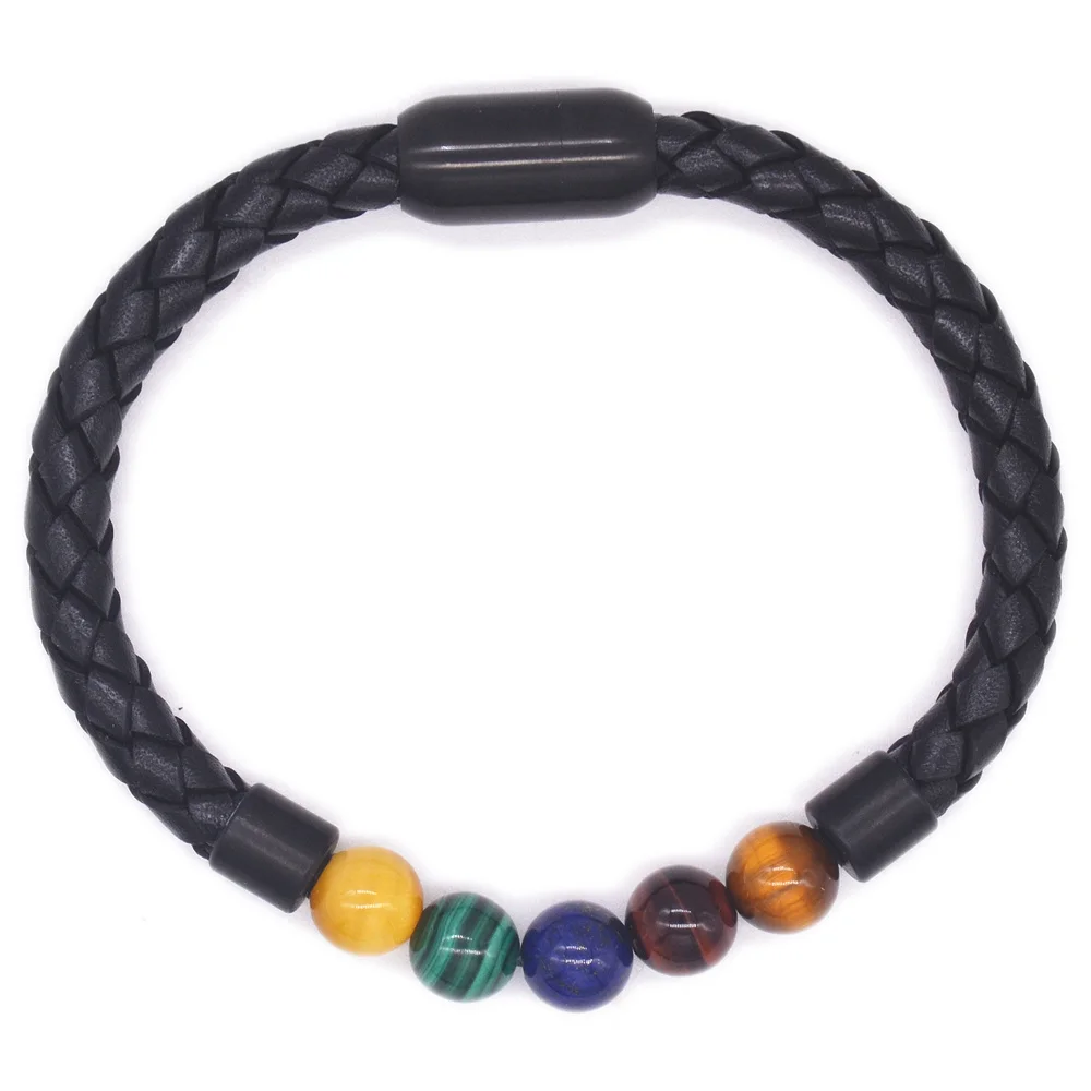 Drop Shipping Factory Wholesale High Quality 5 Color Nature Stone Mens Personalized Stainless Steel Leather Bracelet, Black color
Drop Shipping Factory Wholesale High Quality 5 Color Nature Stone Mens Personalized Stainless Steel Leather Bracelet, Black color