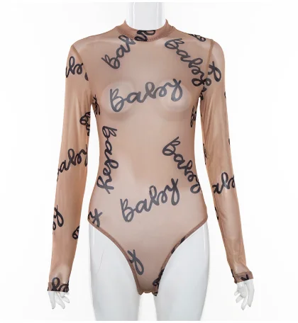 Letter Print Transparent Mesh Bodysuit Women Sexy Long Sleeves See Through Bodycon Rompers Women Jumpsuits
Letter Print Transparent Mesh Bodysuit Women Sexy Long Sleeves See Through Bodycon Rompers Women Jumpsuits