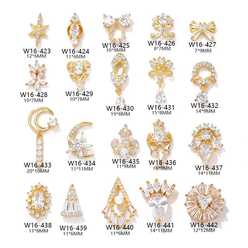 Luxury Nail Art Charm Cubic Zircon Nail 3D Diamond Gold Plated Moon Star Knot DIY Nail Sticker Art Decoration Finger Jewelry, Colorful
Luxury Nail Art Charm Cubic Zircon Nail 3D Diamond Gold Plated Moon Star Knot DIY Nail Sticker Art Decoration Finger Jewelry, Colorful