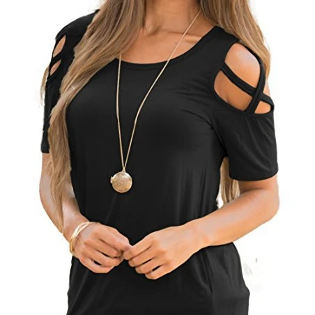 Women -Shirt Short Sleeve Tops Strappy Cold Shoulder Top Tee Women Short Sleeve O-neck Casual Top Tees Plus Size
Women -Shirt Short Sleeve Tops Strappy Cold Shoulder Top Tee Women Short Sleeve O-neck Casual Top Tees Plus Size