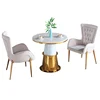 Marble top gold stainless steel legs design Negotiating Round End Table