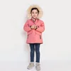 Fashion thick zipper windproof baby kids warm winter girl down coat with fur collar