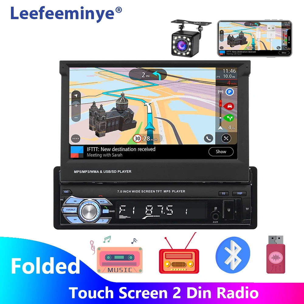 

1 Din Car Radio Stereo 7 Inch Touch Screen 1din Auto Audio Receiver with AUX/USB/TF MP3/MP4/MP5 Single Din Autoradio