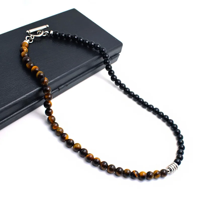 Fashion Stainless Steel Tiger Eye Map Stone Necklace Men's Titanium Steel Two Color Hip Hop Necklace, As the picture
Fashion Stainless Steel Tiger Eye Map Stone Necklace Men's Titanium Steel Two Color Hip Hop Necklace, As the picture