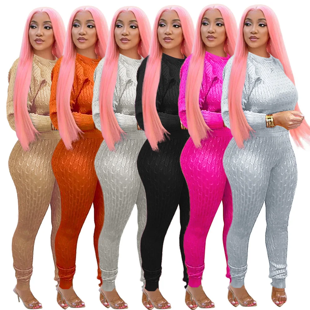 high quality 2021 new arrival winter outfits cozy knitted two piece pants set sweater lounge wear fuzzy sets for women
high quality 2021 new arrival winter outfits cozy knitted two piece pants set sweater lounge wear fuzzy sets for women
