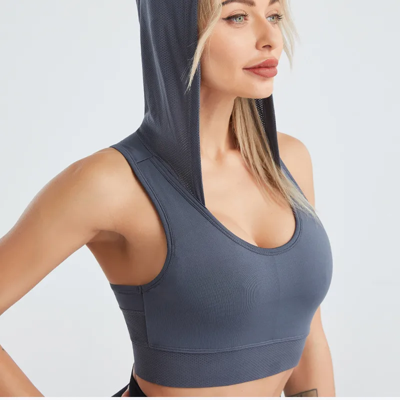 2021 Hooded Sport Bras Women Fitness Gym Workout TopJogging Running Tops Mujer Femme Yoga Sports Bra, As picture
2021 Hooded Sport Bras Women Fitness Gym Workout TopJogging Running Tops Mujer Femme Yoga Sports Bra, As picture
