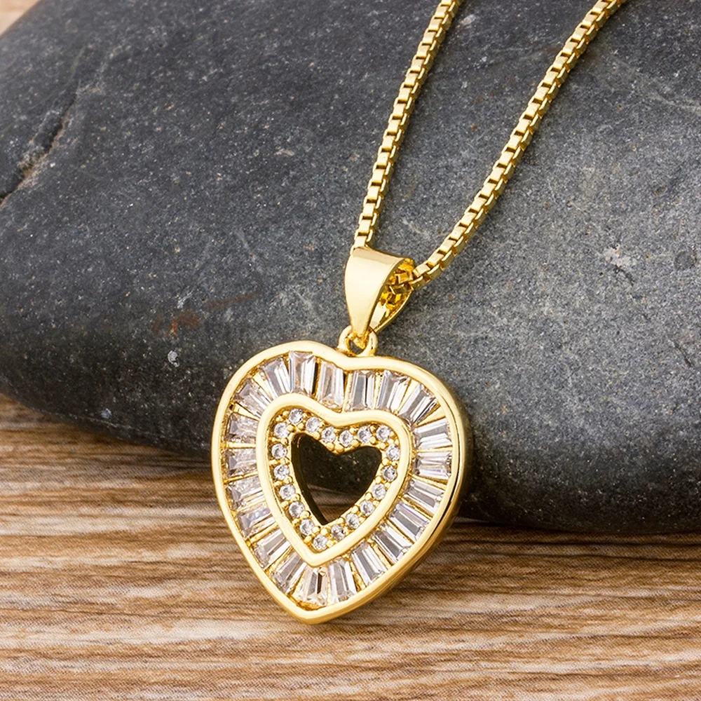 Top Quality Copper Zircon Rhinestone Heart Necklace Women Fashion Jewelry Cubic Zirconia Pendant Necklace For Female Girls, Gold
Top Quality Copper Zircon Rhinestone Heart Necklace Women Fashion Jewelry Cubic Zirconia Pendant Necklace For Female Girls, Gold