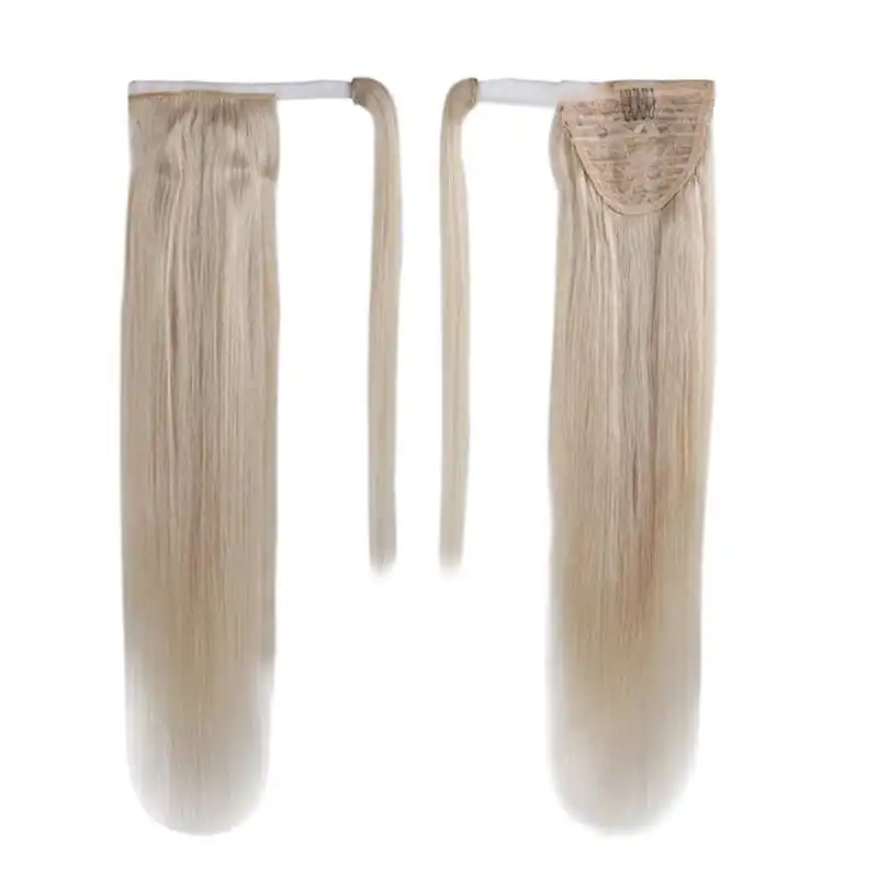 Xuchang Harmony Stock 22inch 100grams double drawn platinum blonde color wrap around clip on human hair ponytails
Xuchang Harmony Stock 22inch 100grams double drawn platinum blonde color wrap around clip on human hair ponytails