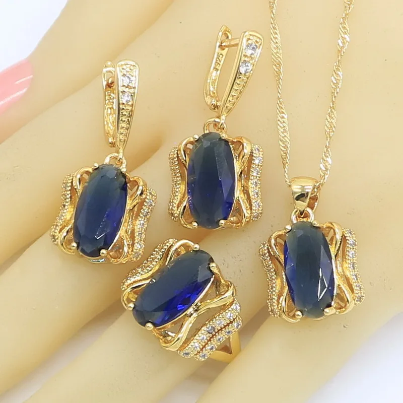 Geometric Blue Semi-precious 18K Gold Color Jewelry Sets for Women Party Earrings Necklace Pendant Rings Gift Box
Geometric Blue Semi-precious 18K Gold Color Jewelry Sets for Women Party Earrings Necklace Pendant Rings Gift Box