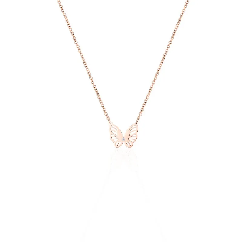 KN3C Engraved Rose Gold Diamond Butterfly Pendant Necklace 0.005ct Real Diamond Butterfly Necklace Women, Picture shows
KN3C Engraved Rose Gold Diamond Butterfly Pendant Necklace 0.005ct Real Diamond Butterfly Necklace Women, Picture shows