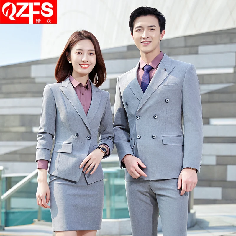Gray men and women same suit high-end hotel business suit jacket temperament professional formal women's pants suit
Gray men and women same suit high-end hotel business suit jacket temperament professional formal women's pants suit