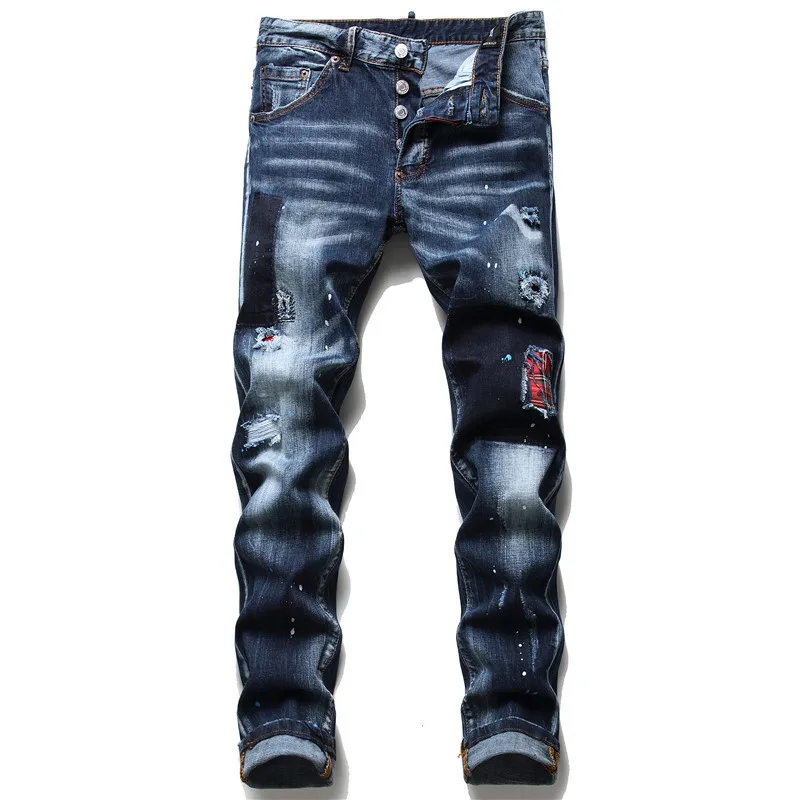 Dark Blue New Red Leather Brand DQS2 Paint throwing and color matching hip hop cotton elastic pants
Dark Blue New Red Leather Brand DQS2 Paint throwing and color matching hip hop cotton elastic pants