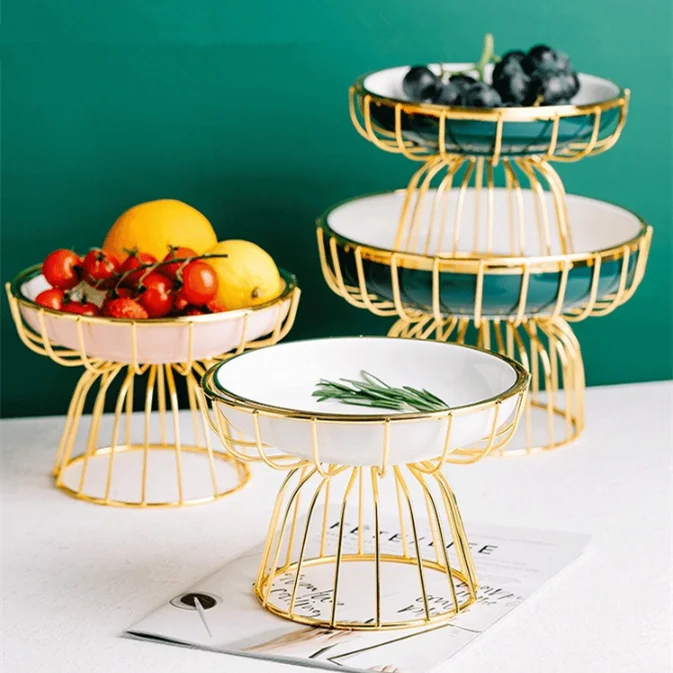 Northern European Iron Ceramic Fruit Bowl With Stand Living Room Food Serving Tray Porcelain Dessert Candy Snack Plate, Natural
Northern European Iron Ceramic Fruit Bowl With Stand Living Room Food Serving Tray Porcelain Dessert Candy Snack Plate, Natural