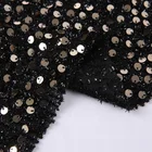 sequin embroidery black stock roll powder glitter fabric for dress