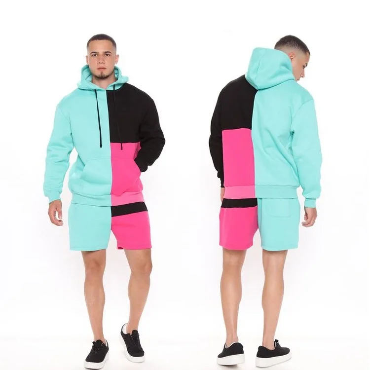high quality men pullover hoodie sweatshirt and shorts set sweatsuits slim fit color block tracksuits for men, Color block or oem colors
high quality men pullover hoodie sweatshirt and shorts set sweatsuits slim fit color block tracksuits for men, Color block or oem colors