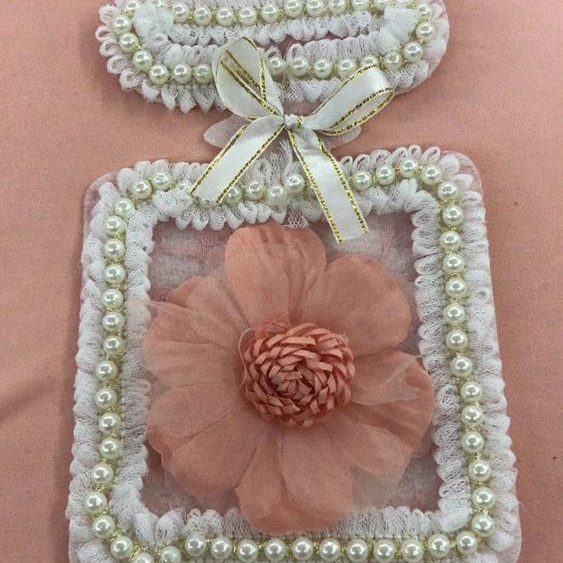 Sew On Beaded Lace Rhinestone Appliqued Patches, Custom color
