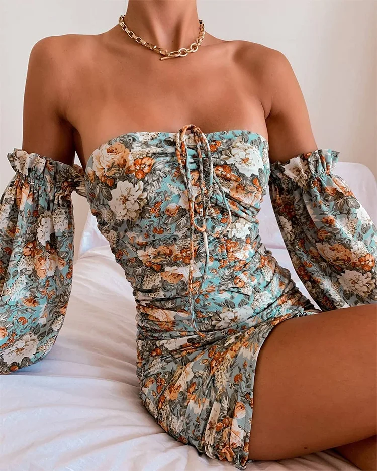DS-083 New Style women puff sleeve off shoulder vintage fitted print stacked bodycon dresses
DS-083 New Style women puff sleeve off shoulder vintage fitted print stacked bodycon dresses