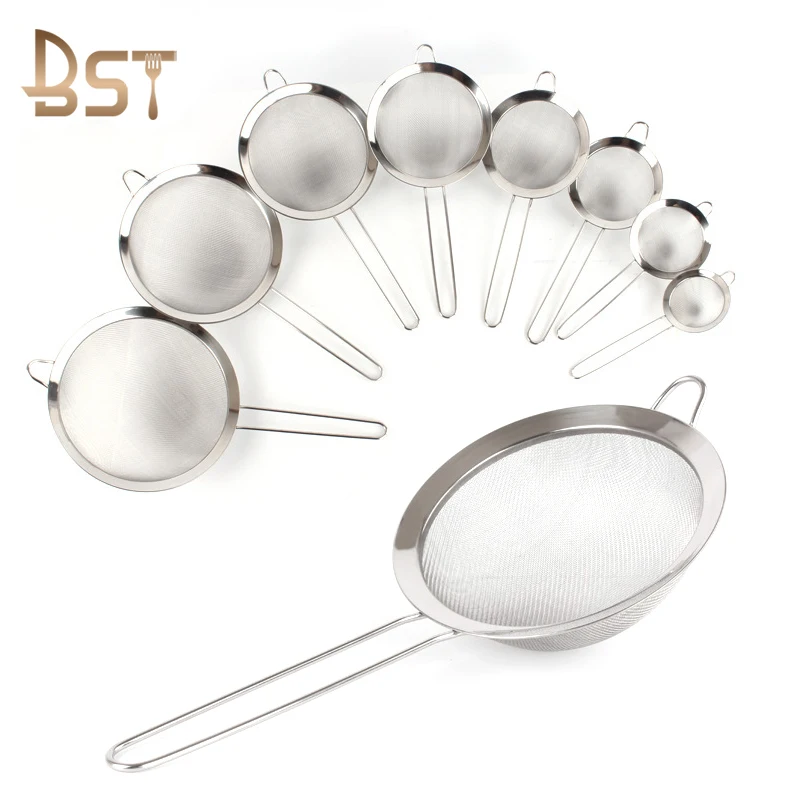 

Kitchen Tool Wire Strainer Colander Juicer Filter Food Tea Drying Spoon Fine Mesh Stainless Steel Strainers, Silver