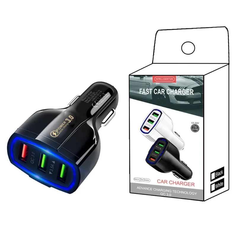 

3A Quick Charge 3.0 USB Car Charger for iPhone Samsung Xiaomi Car Charger Fast QC 3.0 QC 4.0 Mobile Phone Charger USB, Black/white