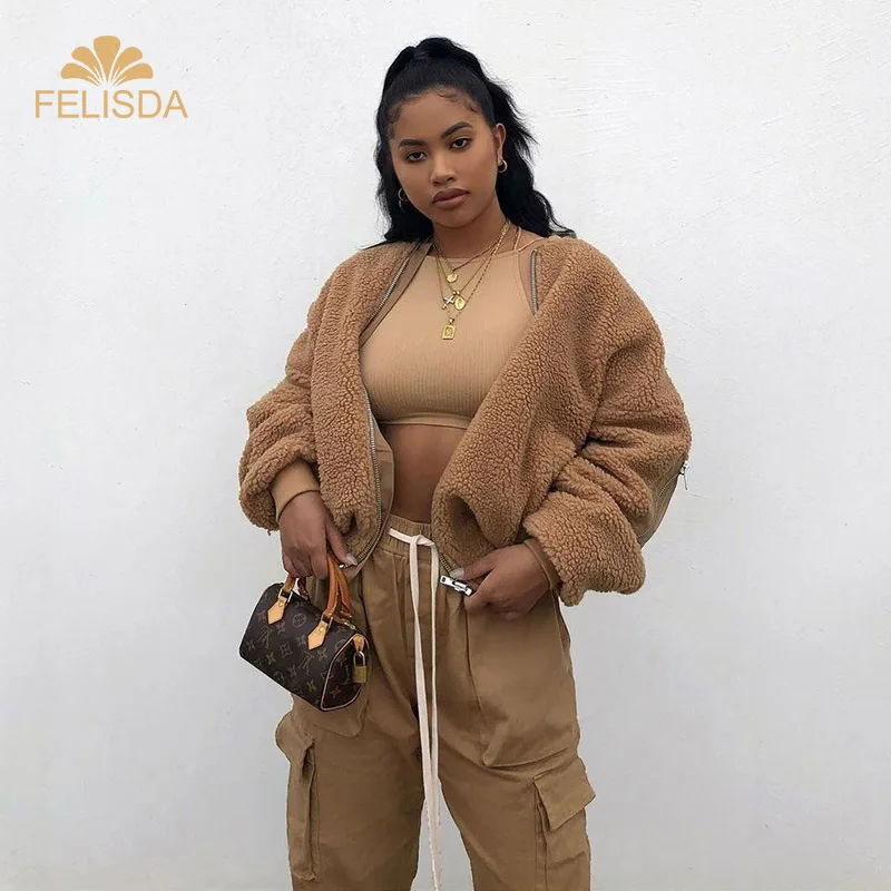 Women's Coat Casual O-Neck Fleece Fuzzy Faux Shearling Zipper Coats Warm Winter Oversized Outwear Jackets with Pockets
Women's Coat Casual O-Neck Fleece Fuzzy Faux Shearling Zipper Coats Warm Winter Oversized Outwear Jackets with Pockets