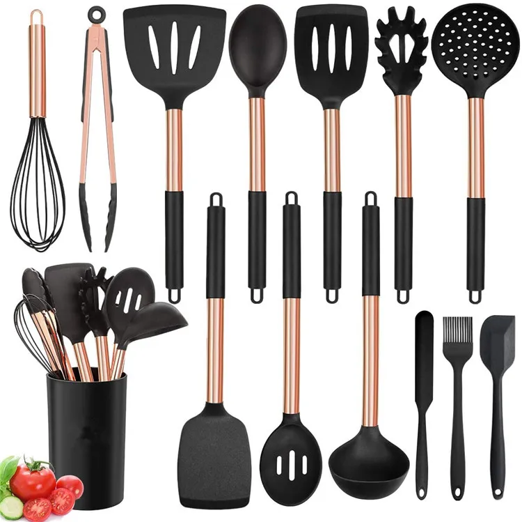 Non stick 14 pcs copper stainless steel handle cooking tools rose gold silicone cooking kitchen utensils, Black, or customized
Non stick 14 pcs copper stainless steel handle cooking tools rose gold silicone cooking kitchen utensils, Black, or customized