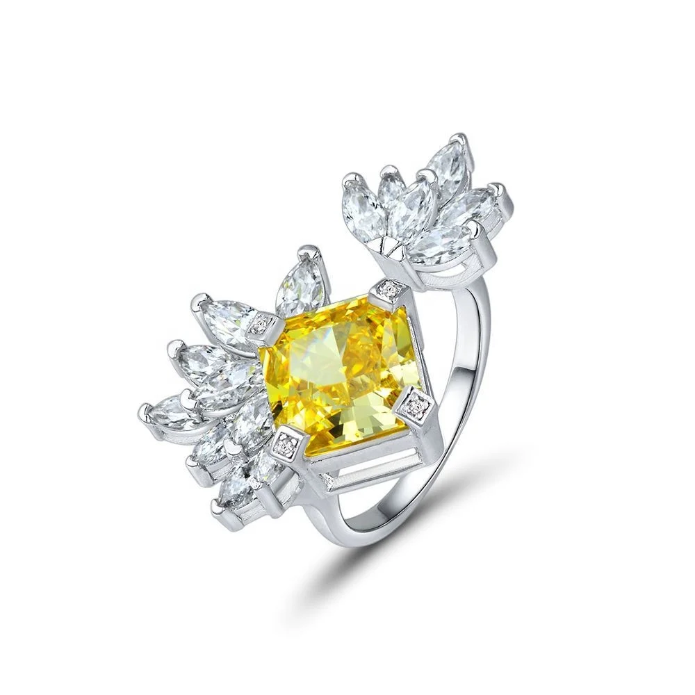 Newest Design Women Jewelry Rhodium 925 Sterling Silver Open Geometric Flower Yellow Crushed Ice Ring
Newest Design Women Jewelry Rhodium 925 Sterling Silver Open Geometric Flower Yellow Crushed Ice Ring