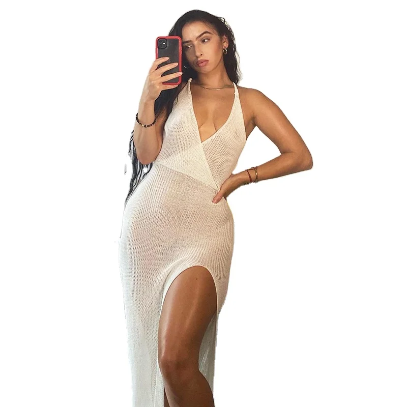 Beach Sling Dress Fashion V-Neck Halter Lace See-Through Dress Hook Flower Beach Sling Dress for Women ZCX
Beach Sling Dress Fashion V-Neck Halter Lace See-Through Dress Hook Flower Beach Sling Dress for Women ZCX
