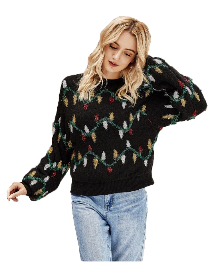 hot sale christmas sweater decorated with lights christmas new year knitted loose pullover sweater fashion wave point sweat
hot sale christmas sweater decorated with lights christmas new year knitted loose pullover sweater fashion wave point sweat