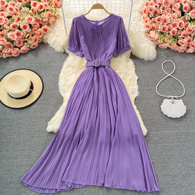 2021 summer long dress cheap casual women korean dresses with chiffon short sleeve, Grey
2021 summer long dress cheap casual women korean dresses with chiffon short sleeve, Grey