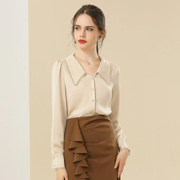 Apricot Chiffon Turn-Down Collar Office Button Down Long Sleeve Summer Women Ladies' Blouses & Tops
Apricot Chiffon Turn-Down Collar Office Button Down Long Sleeve Summer Women Ladies' Blouses & Tops