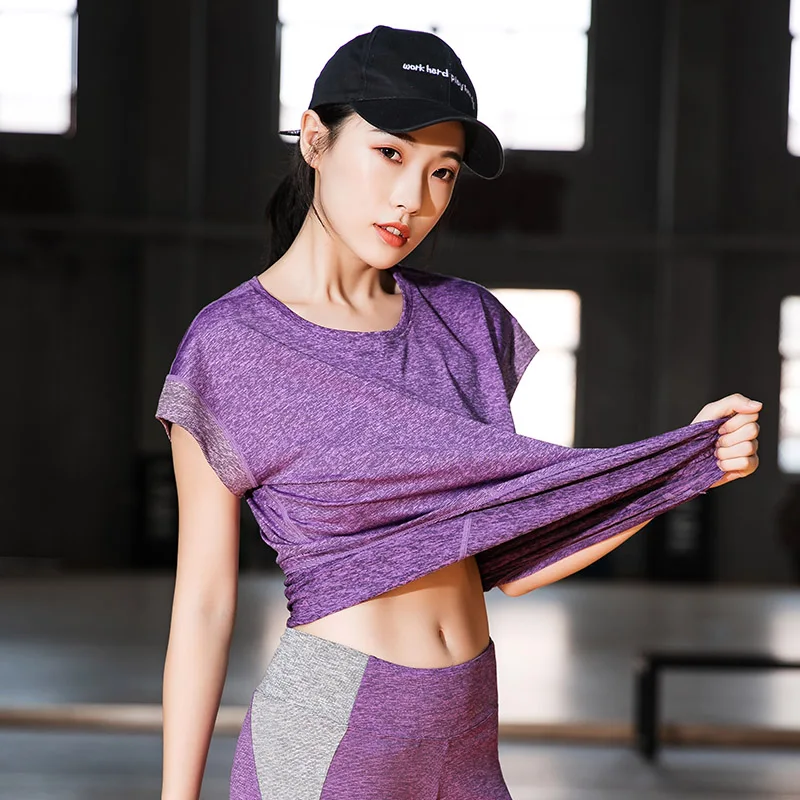 Women Running T Shirt Short Sleeves Quick Dry Activewear Fitness Loose Yoga Shirts Girls Sport Tops, Purple/red/blue
Women Running T Shirt Short Sleeves Quick Dry Activewear Fitness Loose Yoga Shirts Girls Sport Tops, Purple/red/blue