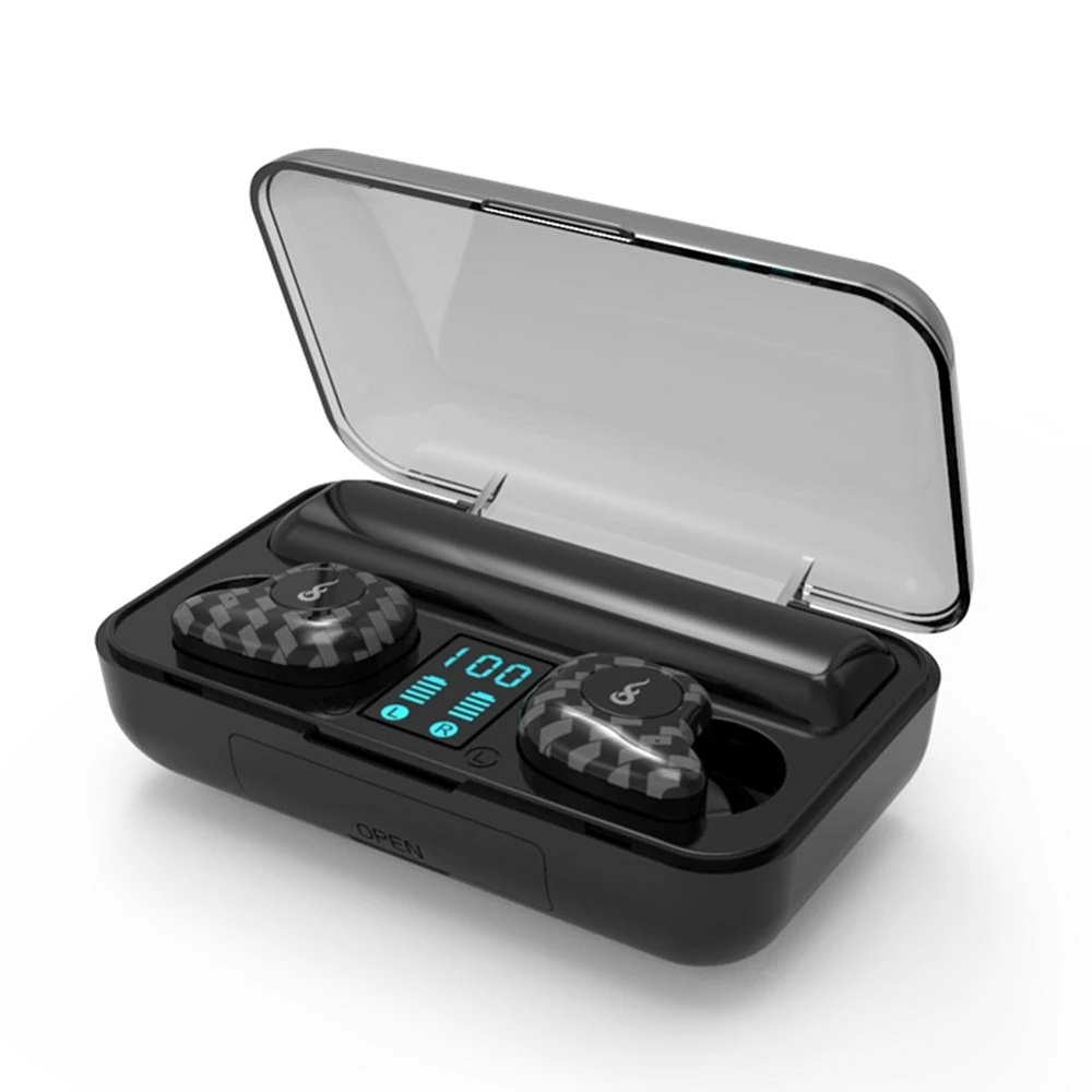 TWS-M20 touch wireless earphone bass high-quality carbon fiber sports earphone transparent box cover LED display power, Black
TWS-M20 touch wireless earphone bass high-quality carbon fiber sports earphone transparent box cover LED display power, Black