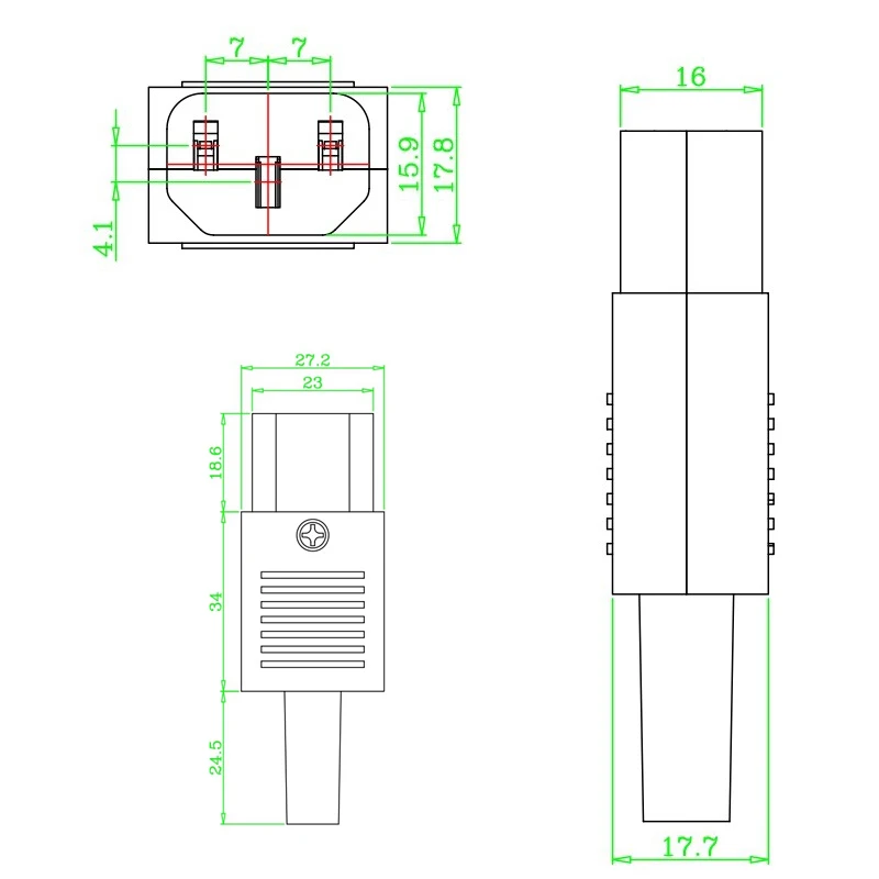 JEC Re-wirable IEC JA-2231 AC Power Plugs Male Female Assembly Plug Adapter Plugs Adaptor