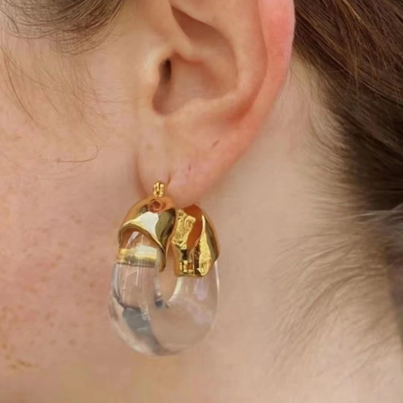 CE0513 Brass 18K Gold Transparent Earrings C Shape Resin Hoop Earrings Lucite Earrings Hoops
CE0513 Brass 18K Gold Transparent Earrings C Shape Resin Hoop Earrings Lucite Earrings Hoops