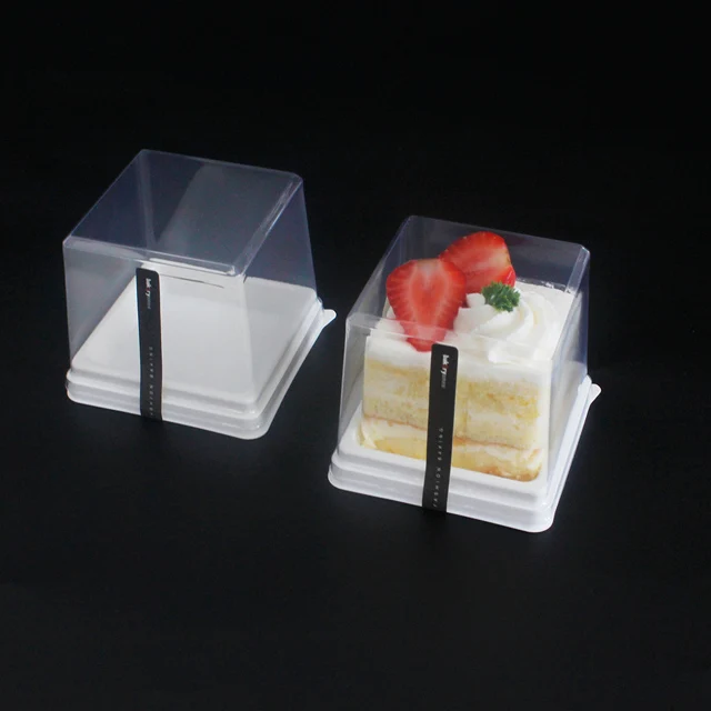 Factory Pastry Packaging Small Size Square Clear Cake Box Plastic