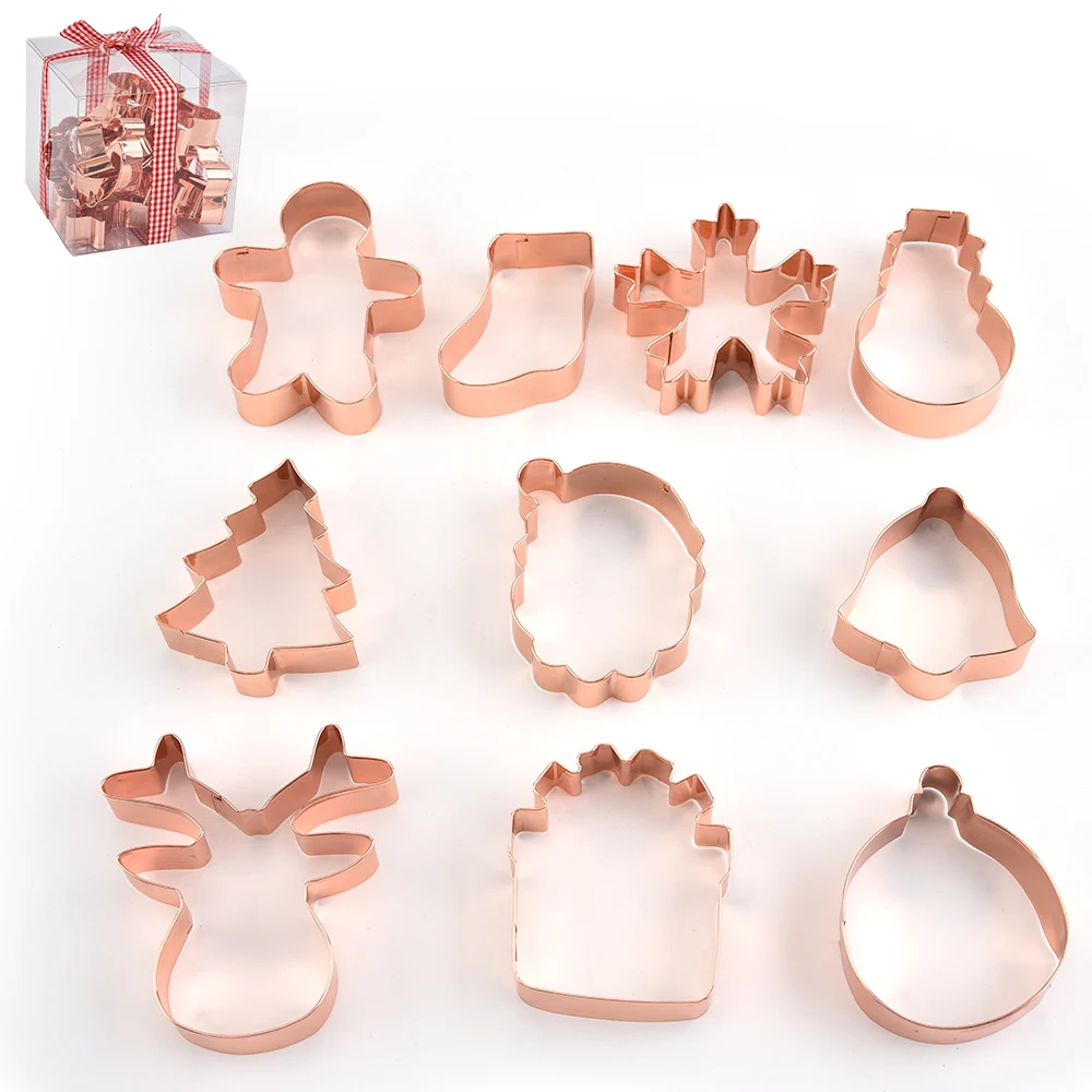 New design in stock 10pcs christmas cookie cutter set copper cookie cutter rose gold cookie mould
New design in stock 10pcs christmas cookie cutter set copper cookie cutter rose gold cookie mould