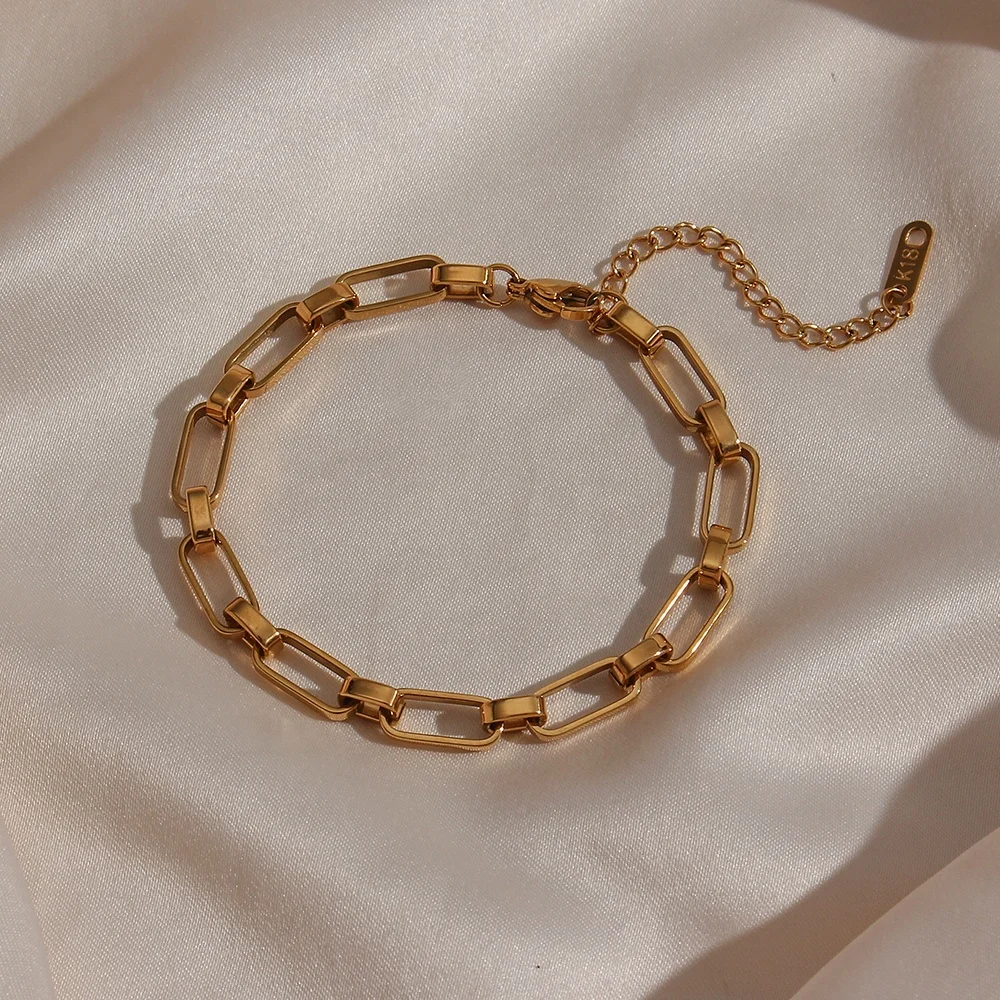 Minimalist Tarnish Free Jewelry Metal Strap Link Chain Stainless Steel Bracelet Bangles, 18k gold
Minimalist Tarnish Free Jewelry Metal Strap Link Chain Stainless Steel Bracelet Bangles, 18k gold