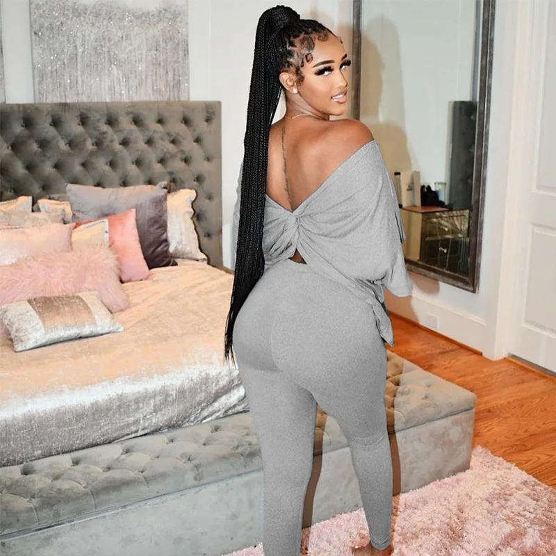 New Style Pants Short Sleeve Backless Crop Top Women Loose Suit Fall Sexy Two Piece Sets
New Style Pants Short Sleeve Backless Crop Top Women Loose Suit Fall Sexy Two Piece Sets