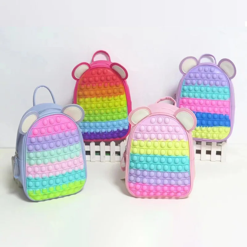 Rainbow Push It Backpack Shoulder Strap School Backpack Silicone Popping Toys Fidget It Kids Bag Toys Lunch Bag Children, Customized color
Rainbow Push It Backpack Shoulder Strap School Backpack Silicone Popping Toys Fidget It Kids Bag Toys Lunch Bag Children, Customized color