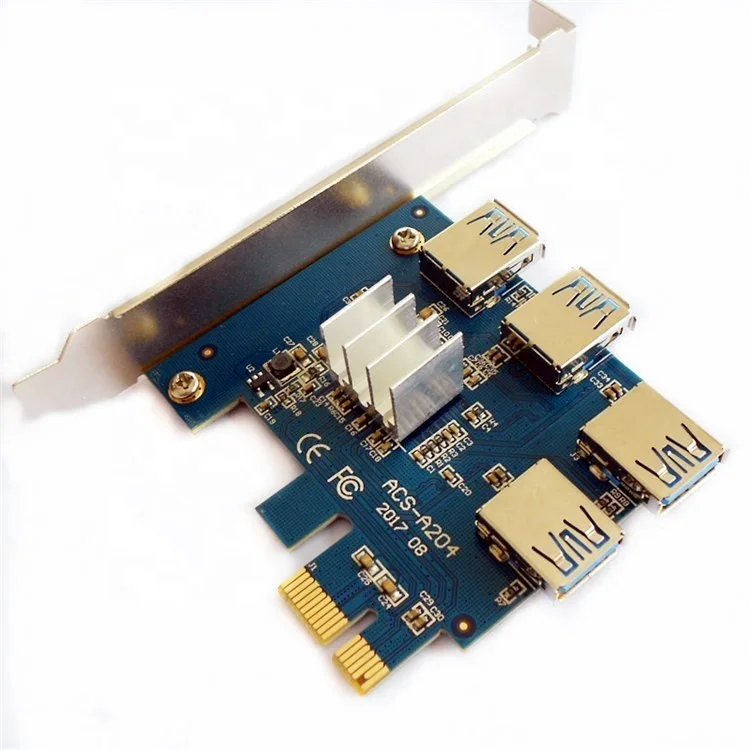 

Wholesale 4 X USB 3.0 Expansion Card PCI express PCIe to 4 Ports USB3.0 controller Adapter in stock, Blue