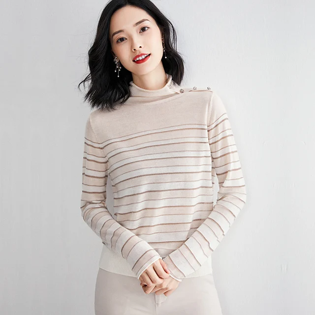 Wholesale Ladies Side Buttons Knitwear Loose Striped Jumpers Long Sleeve Knitted Women Sweaters, Customized color
Wholesale Ladies Side Buttons Knitwear Loose Striped Jumpers Long Sleeve Knitted Women Sweaters, Customized color