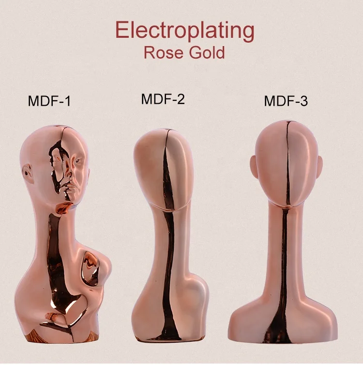 Rose Gold model wig mannequin high end clothing props electroplated plastic head for hat display, Any color
Rose Gold model wig mannequin high end clothing props electroplated plastic head for hat display, Any color