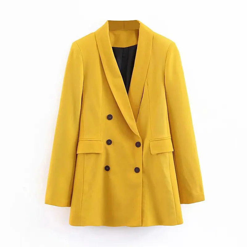 Women's Lapel Pocket Jacket Long Sleeve Double Breasted Formal Office Yellow Blazer Suit, Customized color
Women's Lapel Pocket Jacket Long Sleeve Double Breasted Formal Office Yellow Blazer Suit, Customized color